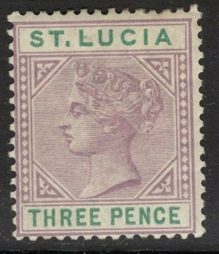 ST.LUCIA SG40 1886 3d DULL MAUVE & GREEN MTD MINT