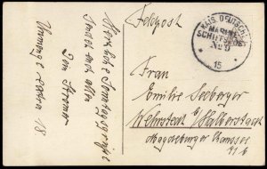 Germany WWI Navy SMS Thetia MSP9 Feldpost Cover G75738