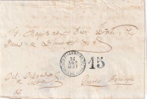 1851 Santiago de Cuba to Principle, Cuba Stampless (62096)