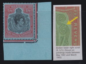 Bermuda, SG 117be, MNH Broken Lower Right Scroll variety