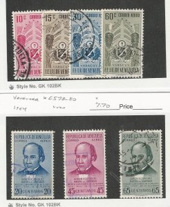 Venezuela, Postage Stamp, #C547-8, C550, C552, C578-80 Used, 1954