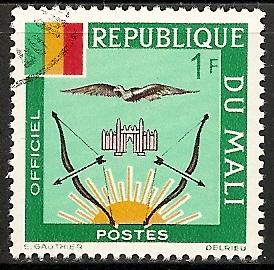 Mali O12 Used 1964 1fr Coat of Arms Official