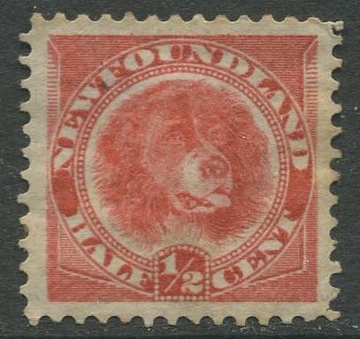 Newfoundland - Scott 56 - QV Definitive - 1887 - MH - Single 1/2c Stamp