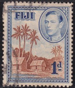 Fiji 118 USED 1938 Fijian Village, Palm Trees, Houses