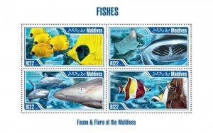 Maldives - 2013 Fish Collectible 4 Stamp  Sheet 13E-038