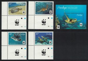 Penrhyn WWF Pacific Green Turtle Chelonia mydas japonica 4v+MS 2014 MNH