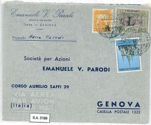 COLOMBIA - POSTAL HISTORY  -  AIRMAIL COVER to ITALY: Overprinted stamps  - 1953