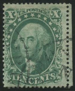 #33 10c 1857 F-VF USED CV $180 BU7264