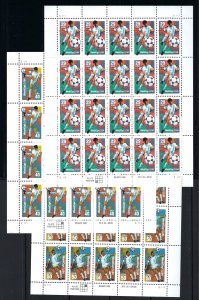 U.S. #2834-36 MINT,NH, WORLD CUP SOCCER CHAMPS SET IN FULL SHEETS AT FACE VALUE