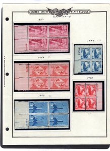 US 1950s Misc. Air Mail Plate Blocks MNH