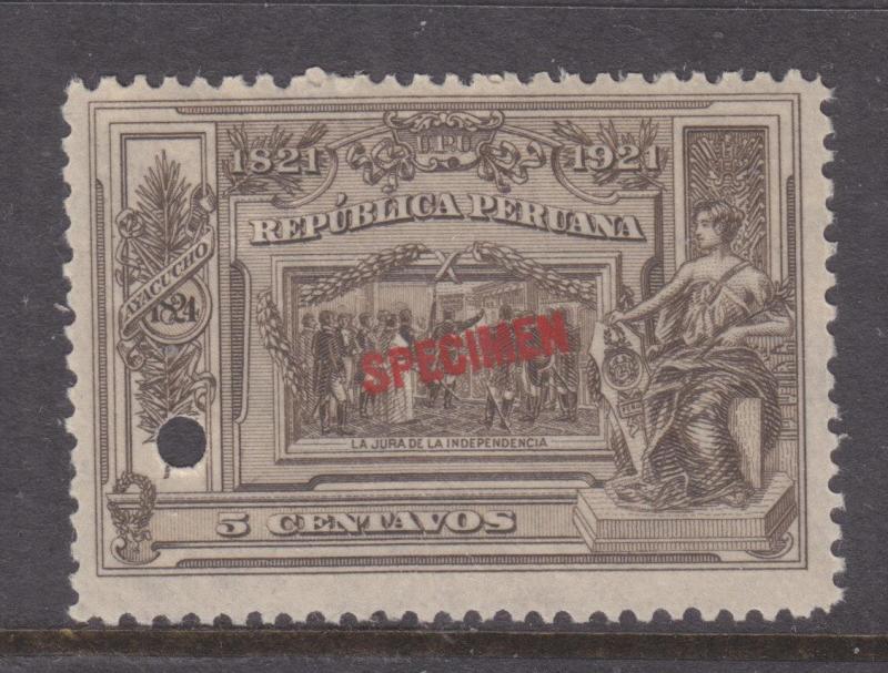 PERU, 1921 Centenary, 5c. Grey, ABN Co. Proof, SPECIMEN, small punch hole, mnh.