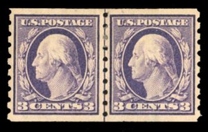 United States, 1910-30 #394 Cat$425, 1911 3c deep violet, horizontal guide li...