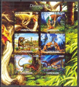 Cameroon 2016 Art Paintings Dinosaurs I Sheet Imperf. MNH Cinderella