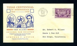 # 776 First Day Cover with LinPrint cachet from Gonzales, Texas - 3-2-1936