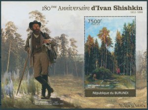 Burundi 2012 MNH Art Stamps Ivan Shishkin Paintings Russian Painter 1v S/S