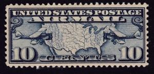 United States Airmail C7 1926 10c dark blue MAP & Two Mail Planes VF/NH