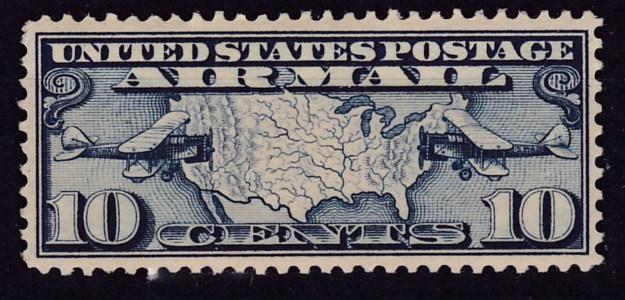 United States Airmail C7 1926 10c dark blue MAP & Two Mail Planes VF/NH