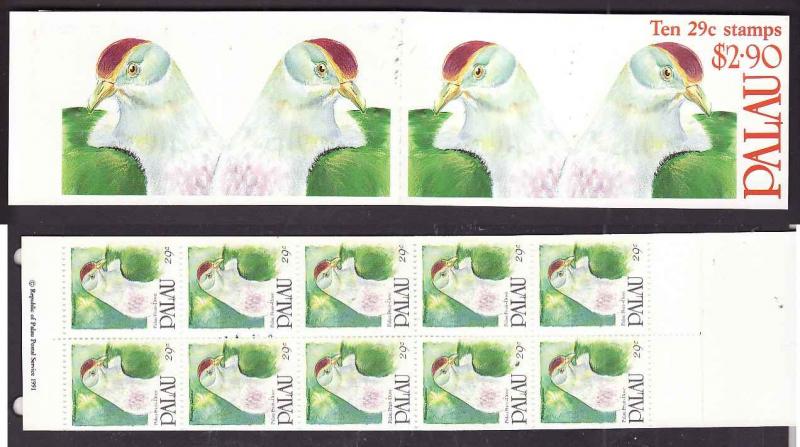 Palau-Sc#272b-Unused NH complete booklet-Palau Fruit Dove-Birds-1991-92-