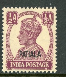 India 1943 KGVI Patiala Convention States ½a Scott # 103 MNH Q715