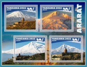 Stamps. Mountains Ararat  2022 year 1+1 sheets perforated  Tanzania