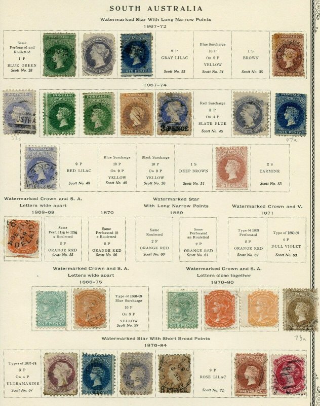 SOUTH AUSTRALIA  LOT OF STAMPS MINT HINGED & USED MOUNTED ON PAGES AS SHOWN