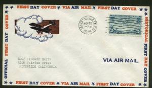 C20 25c TRANS-PACIFIC FDC SAN FRANCISCO, CA 11/22/35 ON A GENERAL IOOR ENVELOPE 