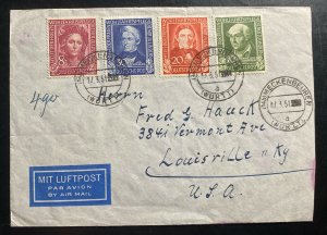 1951 Mekenbeuren Germany Airmail Cover To Louisville KY USA Sc#B310-3