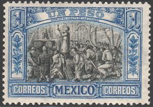 MEXICO 319, $1P INDEPENDENCE CENTENNIAL 1910 COMMEM UNUSED, HINGED OG.