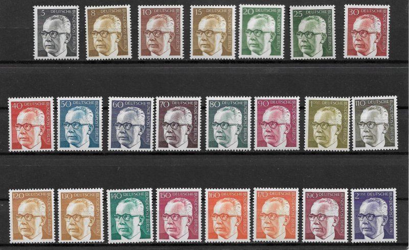 1970-3 Berlin 9N284-9N301 President Heinemann C/S of 23 MNH