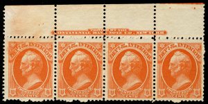 USA O22 F/VF to VF OG H/NH, Imprint Strip,  right stamp is VF/XF NH, VERY FRE...