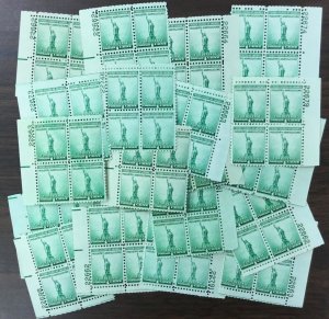 899  1¢ Defense, Statue of Liberty.  25 plate blocks. 1 cent stamp. Issued 1940.