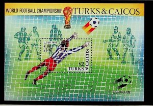 TURKS & CAICOS ISL. Sc 521 NH SOUVENIR SHEET OF 1982 - SOCCER WORLD CUP