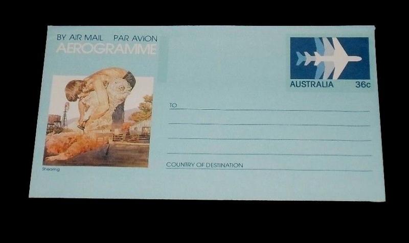 AUSTRALIA 36 CENT SHEEP SHEARING,AEROGRAM/ AIR LETTER SHEET ,MNH,NICE! LQQK!