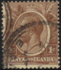 Kenya and Uganda - 1922-27 KGV 1c pale brown Used SG 76