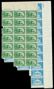 Scott 285 1c Trans-Mississippi Partial Sheet Mint Stuck Down Cat $885