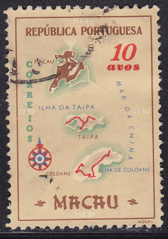 Macao 386 USED 1956 Macao Colony Map