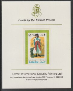 AJMAN 1968 COSTUMES  imperf on FORMAT INT PROOF CARD