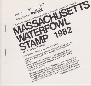 KAPPYSSTAMPS ID9133 MA9 1982 MASSACHUSETTS STATE DUCK  BOOKLET 2 PANES 24 STAMPS