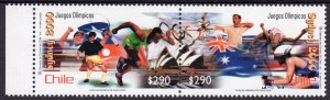 Chile 2000 Sydney Olympics-Cyclist-Tennis-Football PAIR MNH Sc#1344