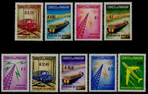 Paraguay 577-81, C278-81 MNH Truck carrying logs, Barge, Aircraft, Radio Tower