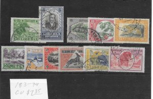 Liberia #183-194 Used - Set - CAT VALUE $7.35