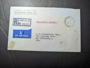 1954 Registered England Morocco Agencies Overprint Cover to St Petersburg FL USA