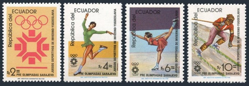 Ecuador 1054-1057, 1057A, MNH. Michel 1961-1964, Bl.110. Olympics Sarajevo-1984.