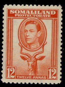 SOMALILAND PROTECTORATE GVI SG100, 12 red-orange, LH MINT. Cat £20.