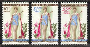 Colombia Scott 697,C317-18 Unused VLHOG - 1959 Miss Universe Issue - SCV $47.55