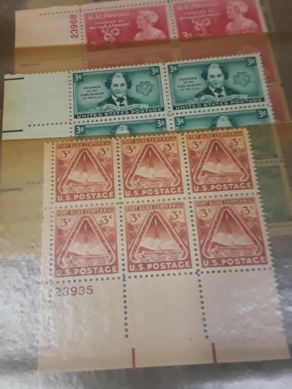 10 MNH 3c USA Plate Blocks Of 6