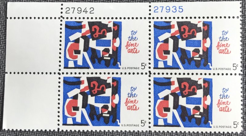 US #1259 MNH Plate Block of 4 UL Fine Arts SCV $1.00 L23