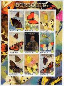 Angola 2000 BUTTERFLIES/SCOUTS LORD BADEN-POWELL/ROTARY Sheetlet (9) MNH