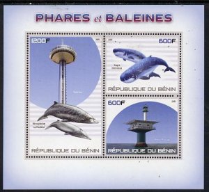 BENIN - 2015 - Lighthouses & Whales - Perf 3v Sheet - MNH - Private Issue