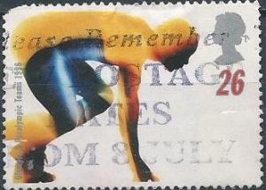 Great Britain 1688 (used, pulled corner) 26p Paralympic Games: sprinting (1996)